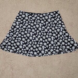 Daisy Skater Skirt Black White Floral Mini Skirt Size 10